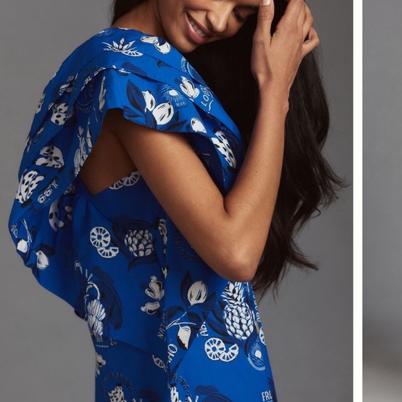 Anthropologie x Farm Rio Flutter-Sleeve Babydoll Mini Dress - Picture 2 of 7